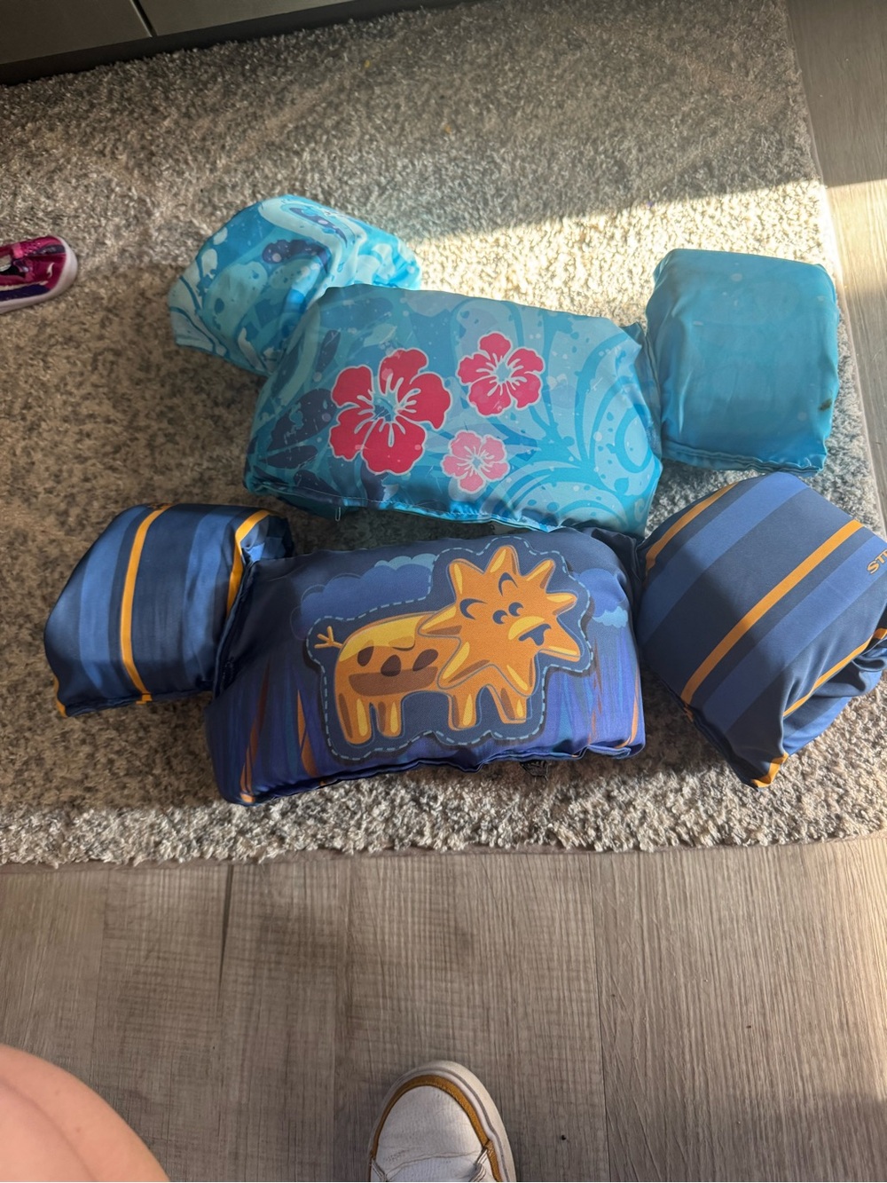 Kids Blue Swim Trunks Float Vest and Arm Bands Set - Blue